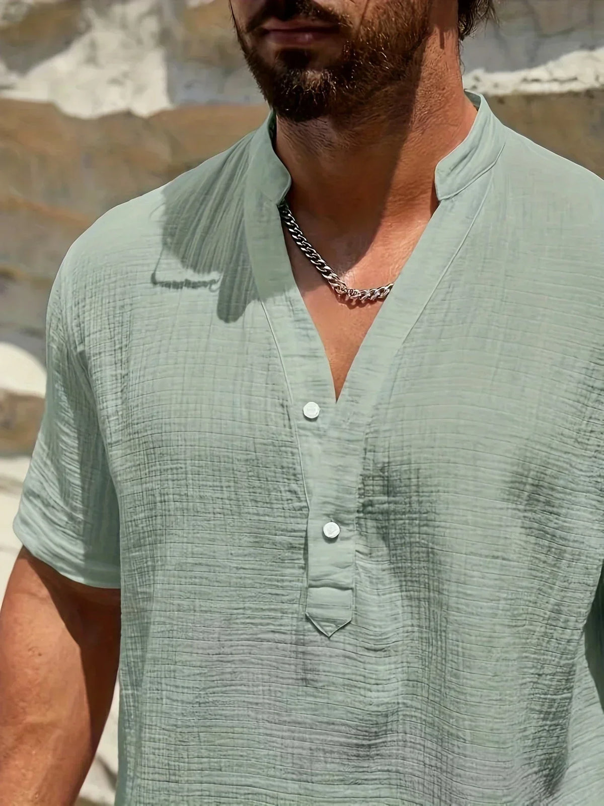 Christian | Elegant Summer Shirt with High Collar