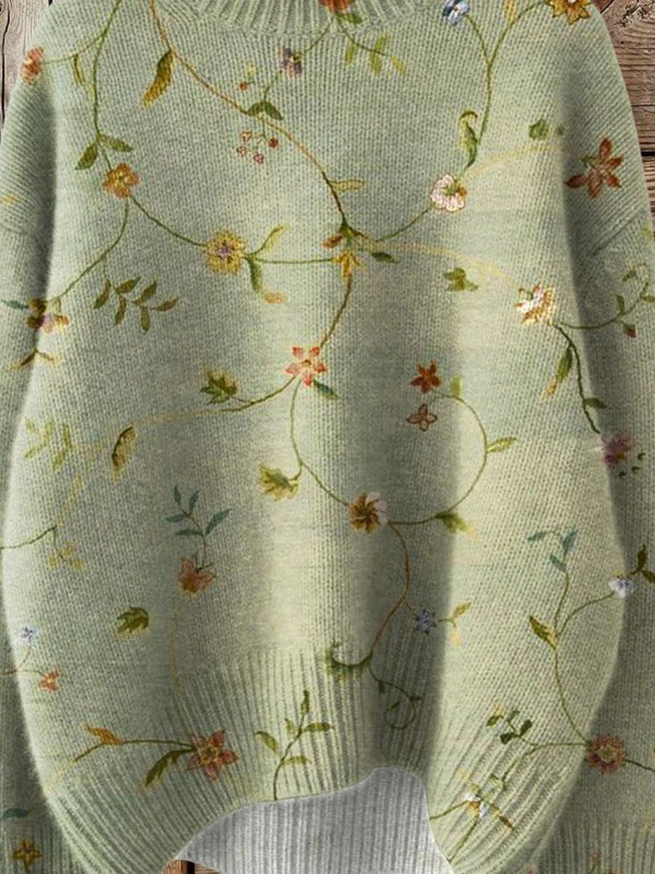 Camila | Vintage Beautiful Flowers Art Print Knitted Sweater