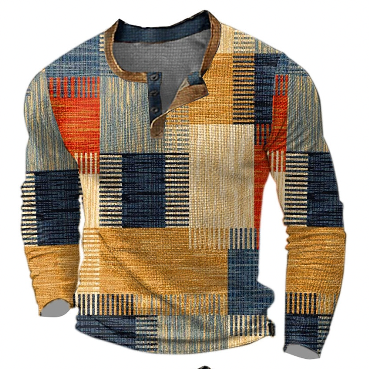 Pierce | Elegant Henley Shirt with Geometric Pattern