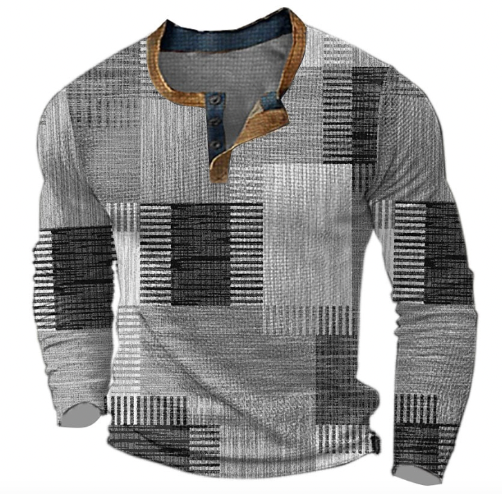 Pierce | Elegant Henley Shirt with Geometric Pattern