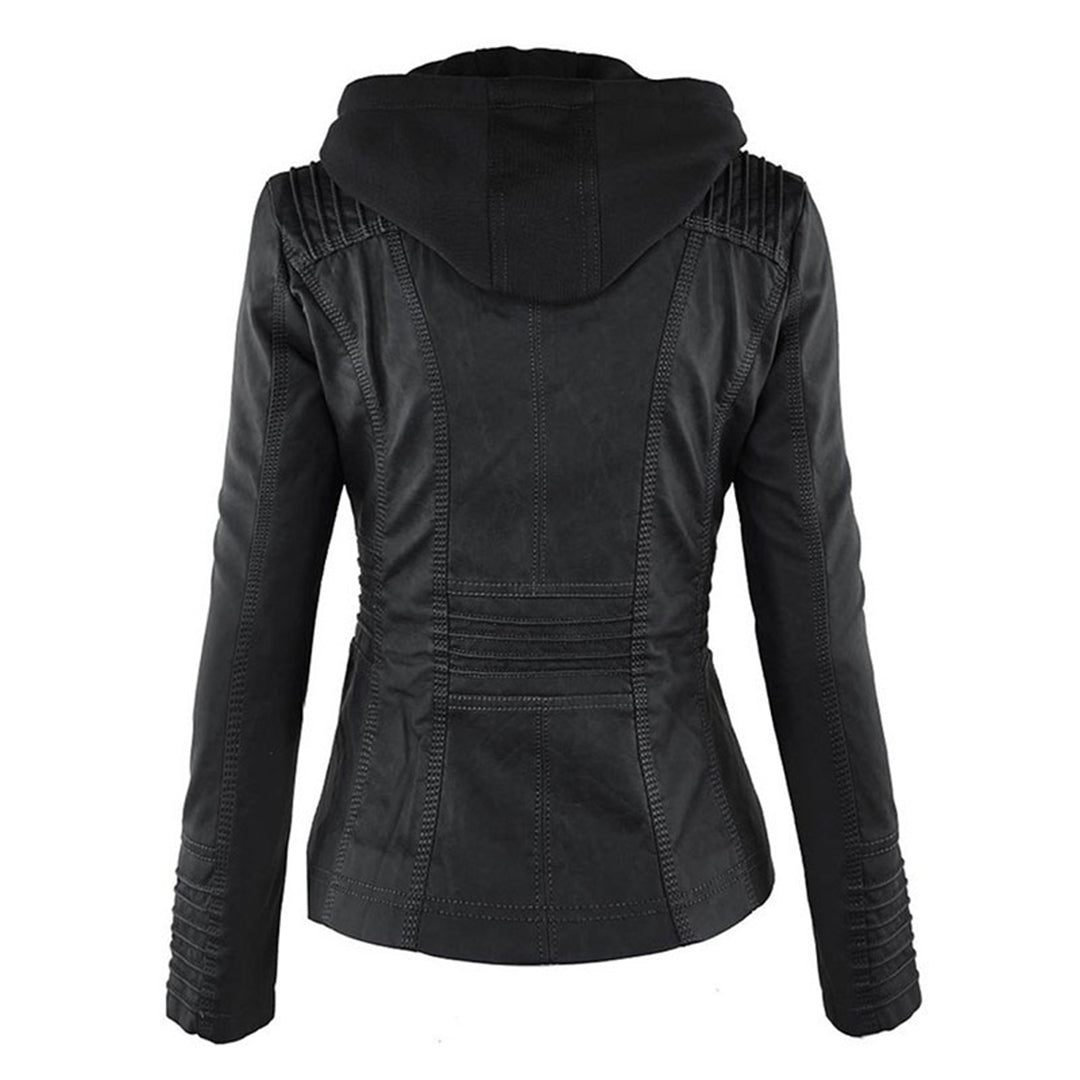 Sandra | Modern Leather Jacket with Hood