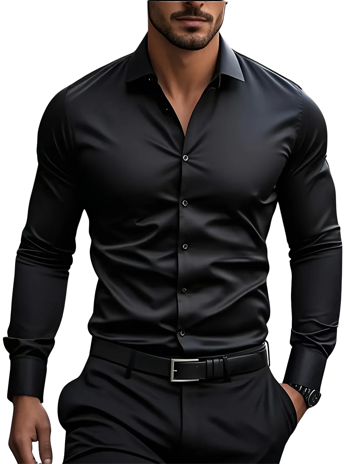 Hunter | Elegant Long Sleeve Button-Up Shirt