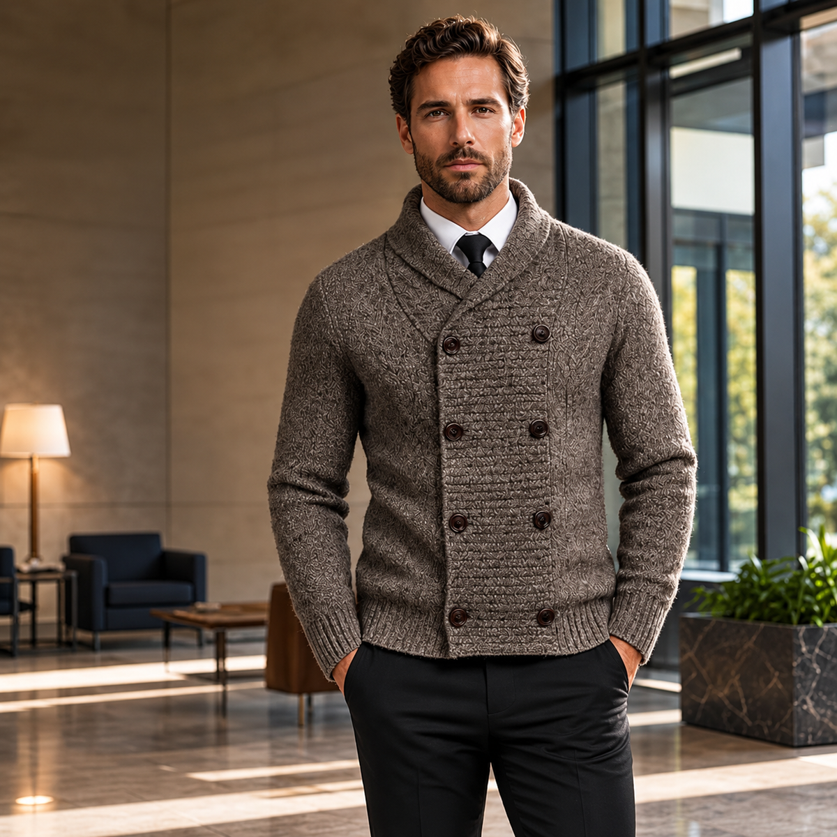 Darevo | Knitted Cardigan with Double Button Closure