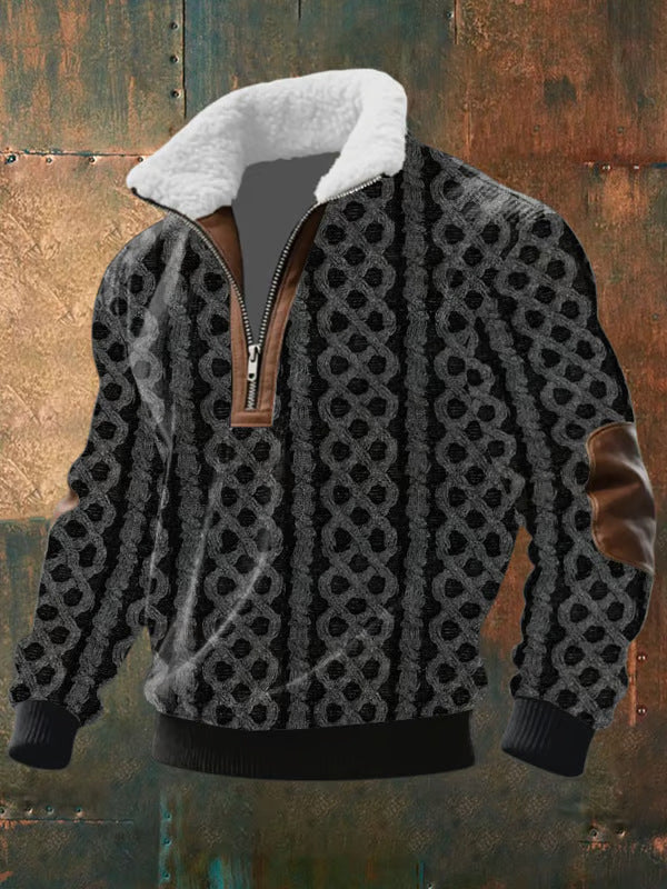 Derrick | Zip-Up Sweater with a High Fur-Trimmed Collar