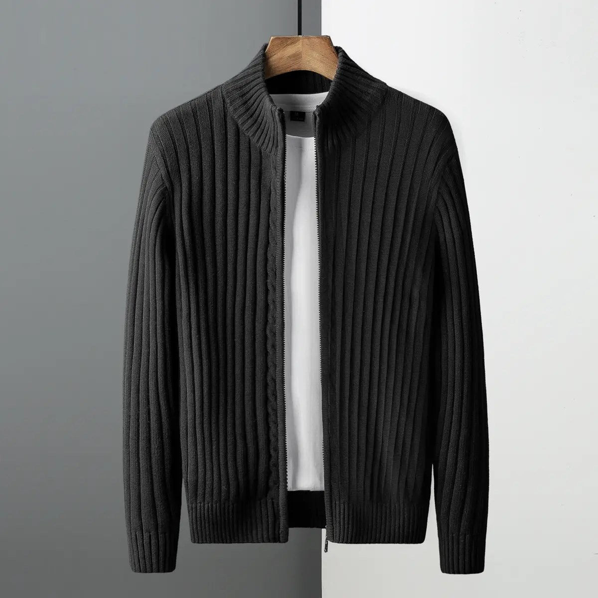 Caleb | Striped Cardigan with Zipper