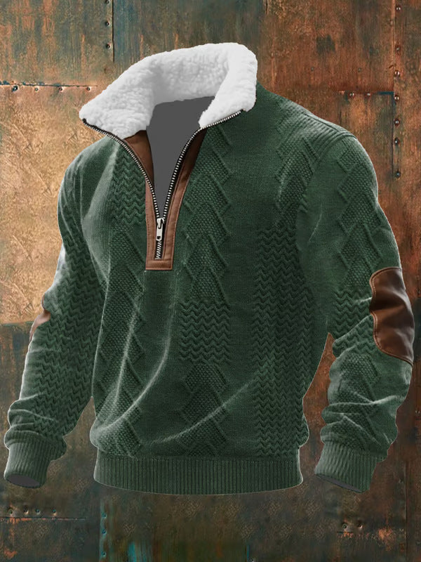 Cory | Zip-Up Sweater with a High Fur-Trimmed Collar