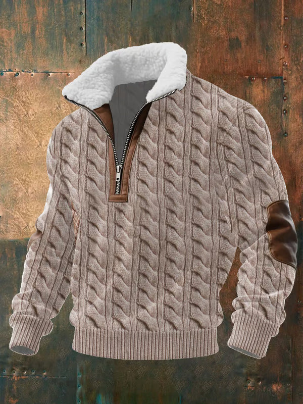 Edwin | Zip-Up Sweater with a High Fur-Trimmed Collar