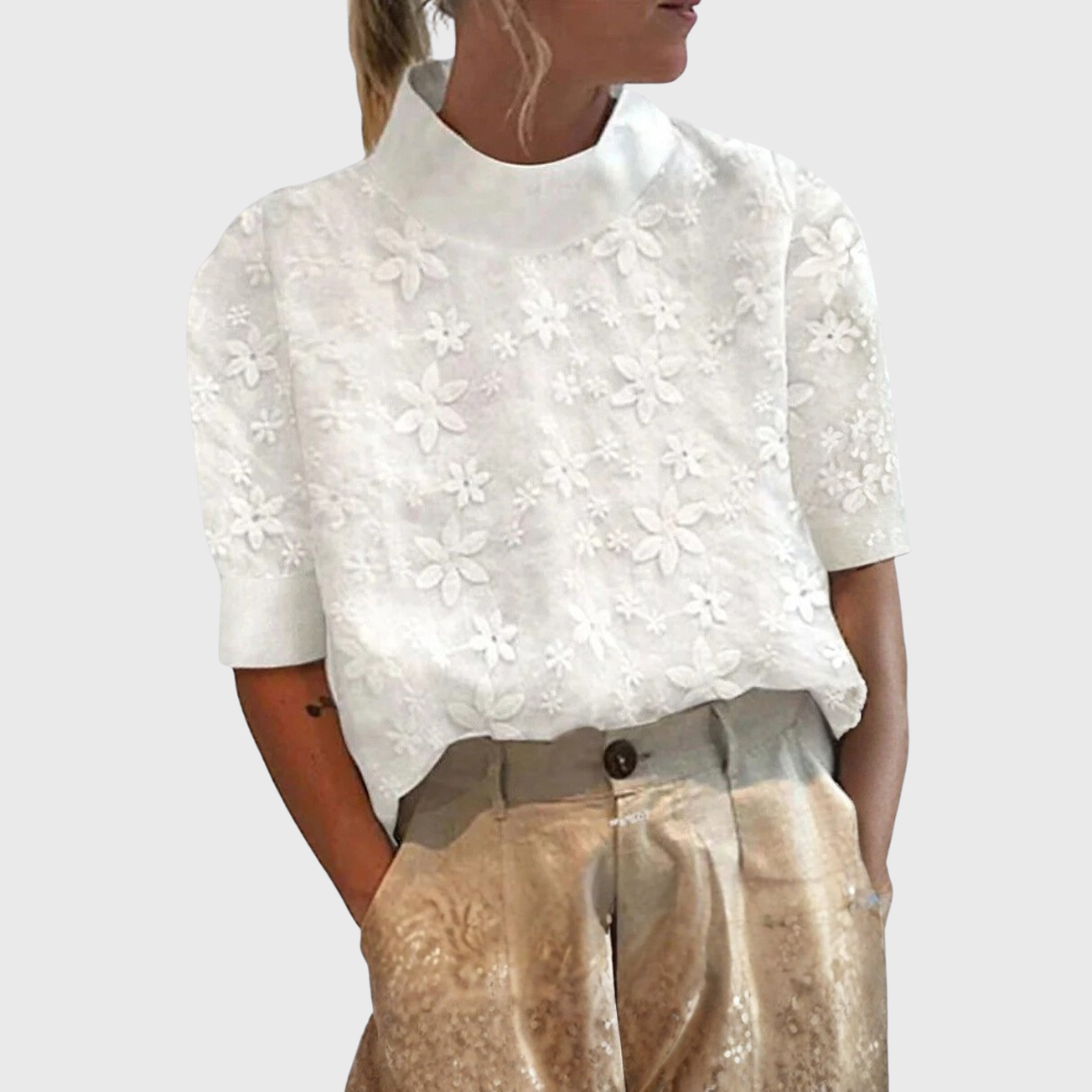Sabine | With High Neck Embroidered Monochrome