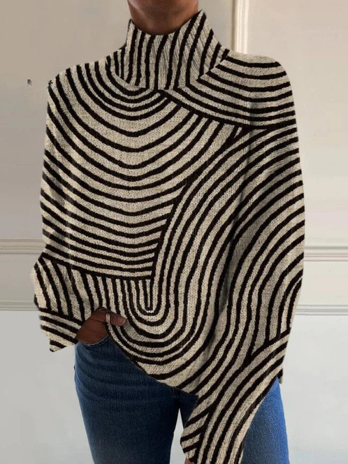 Elizabeth | Hand-Drawn Line Knitted Turtleneck