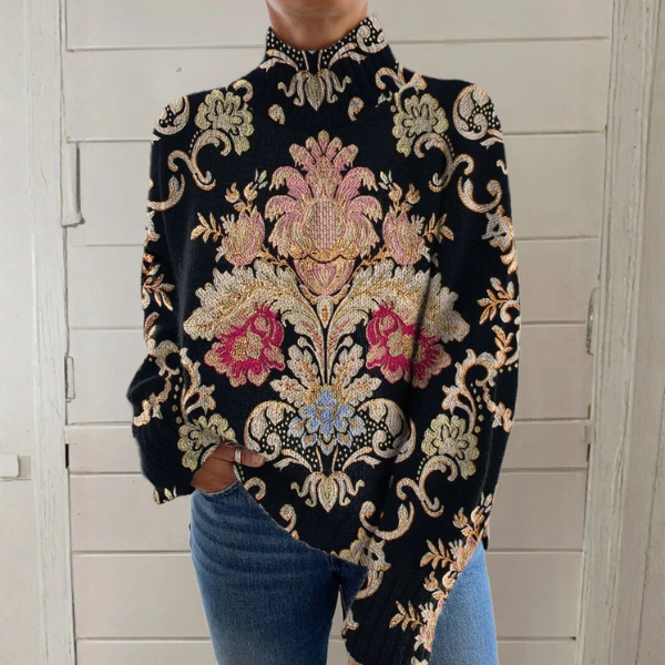 Ava | Vintage Floral Knitted Sweater