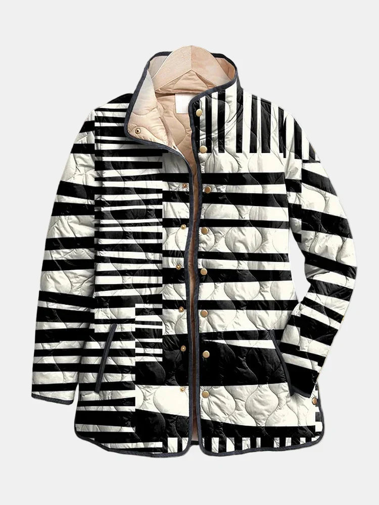 Miren | Black and White Abstract Quilted Jacket
