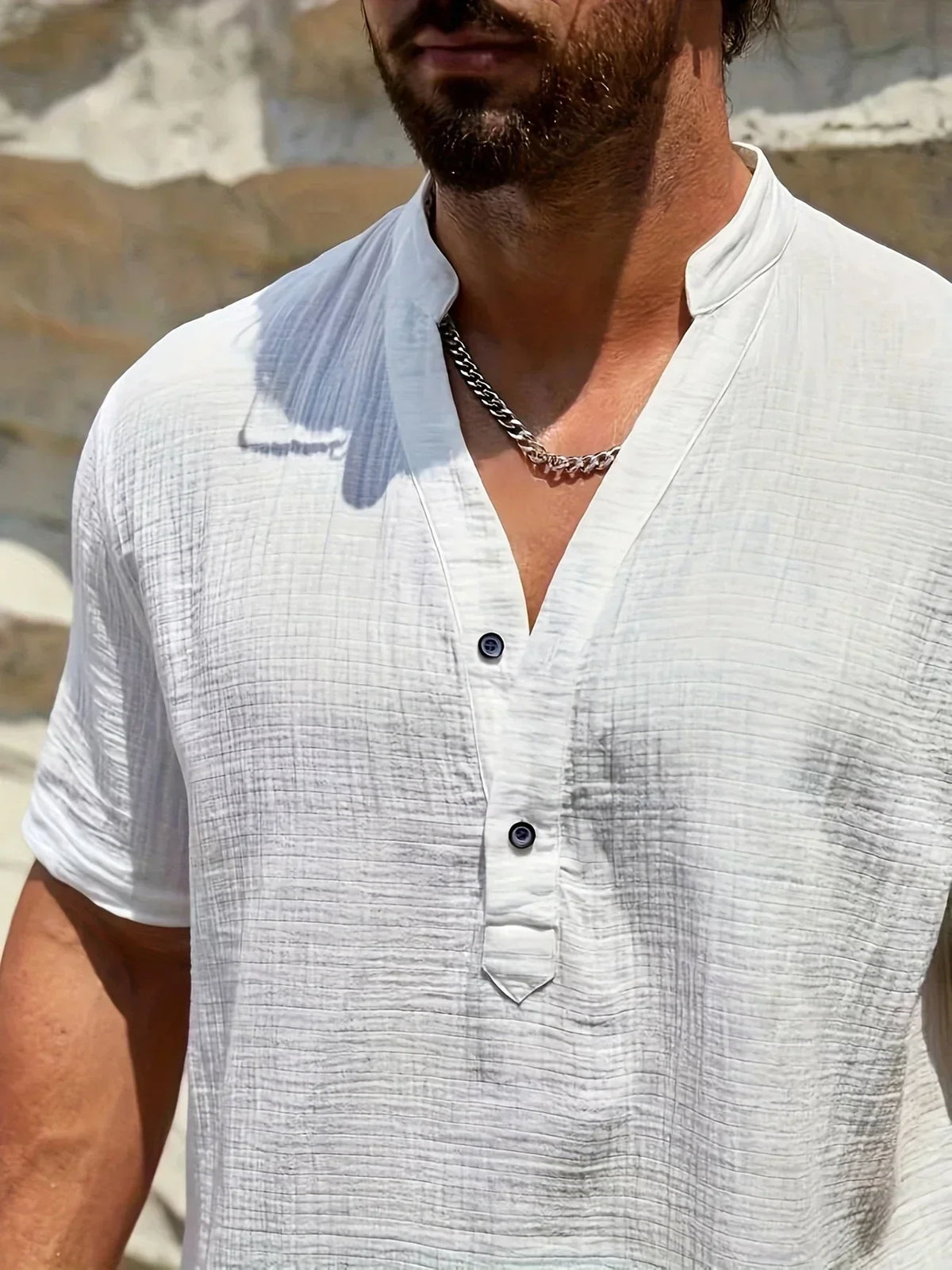 Christian | Elegant Summer Shirt with High Collar