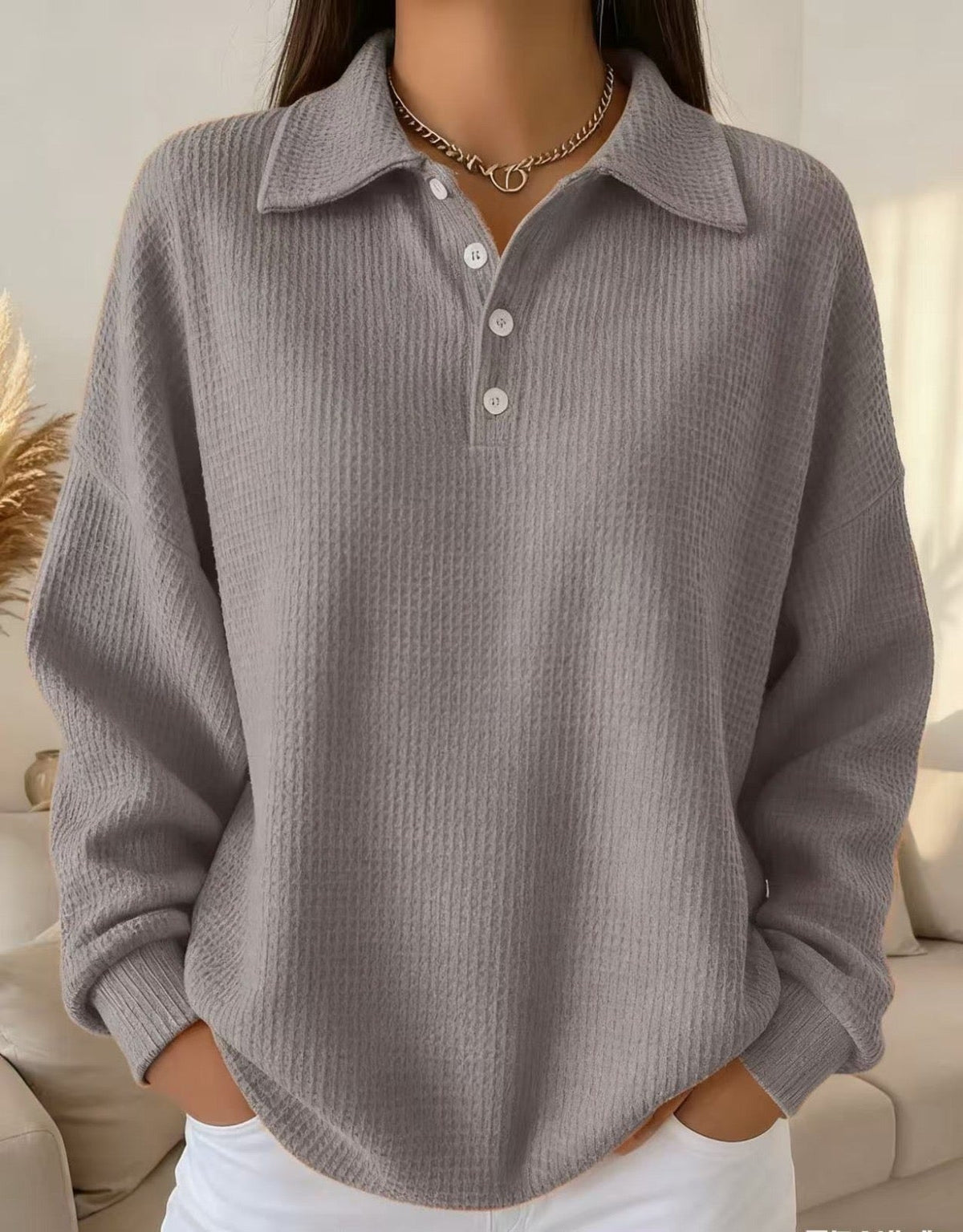Danielle | Soft Knit Polo Sweater