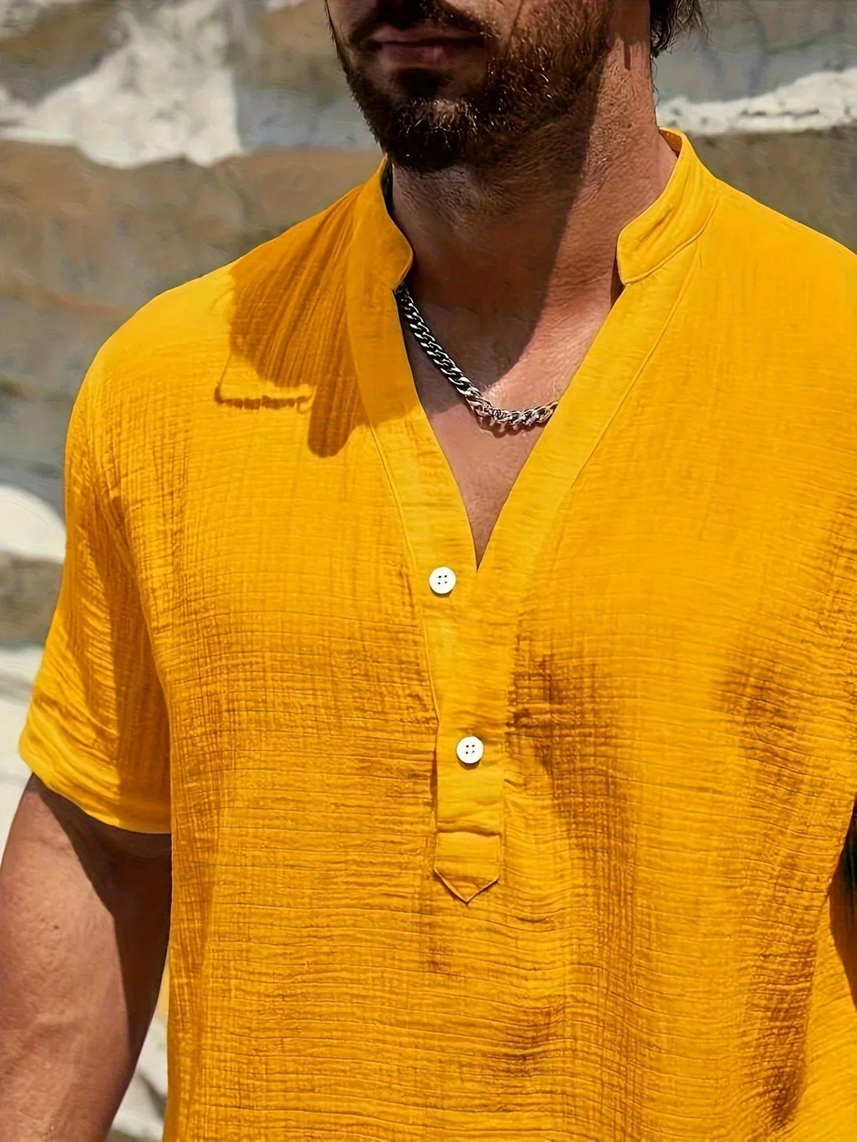 Christian | Elegant Summer Shirt with High Collar