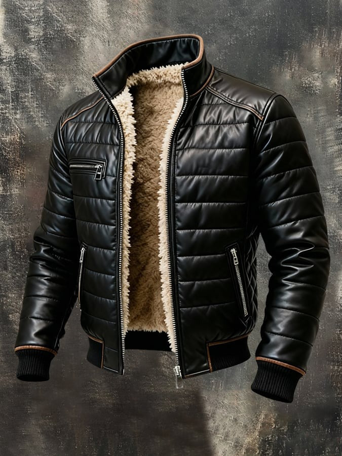 Miles | BLACK QUILTED JACKET WITH SHERPA LINING