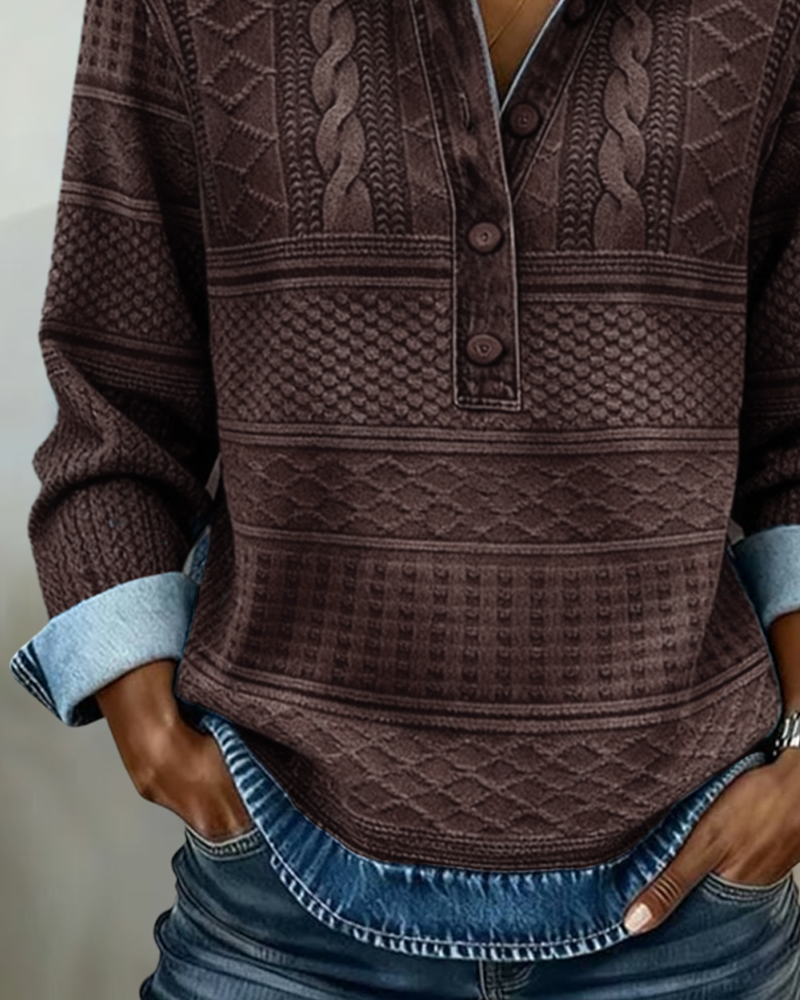 Grace  |Trendy Sweatshirt with Half Button and Collar