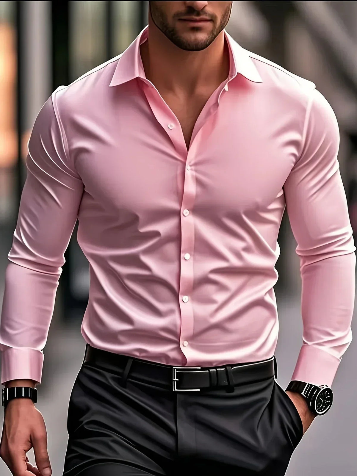 Hunter | Elegant Long Sleeve Button-Up Shirt