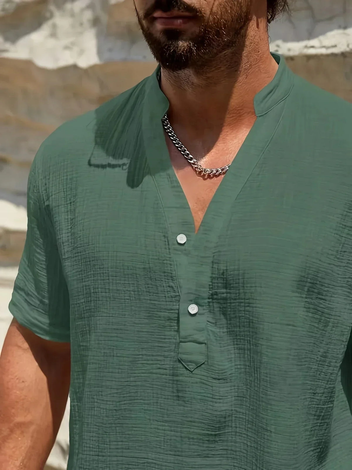 Christian | Elegant Summer Shirt with High Collar