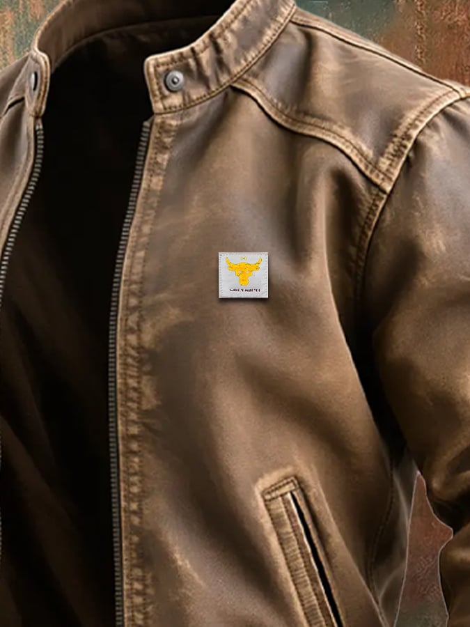 Braden | BROWN AGED LEATHER JACKET WITH CLASSIC CUT