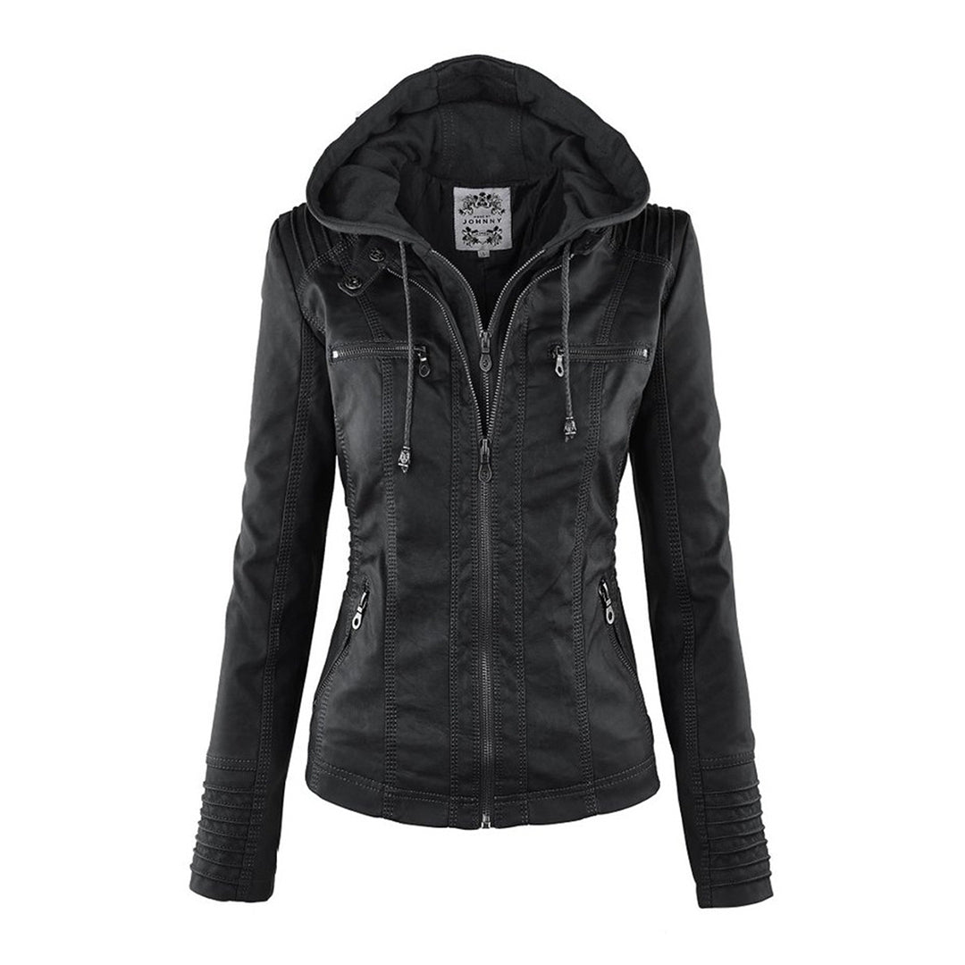 Sandra | Modern Leather Jacket with Hood