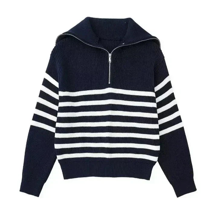 Brian | Striped Zip Sweater