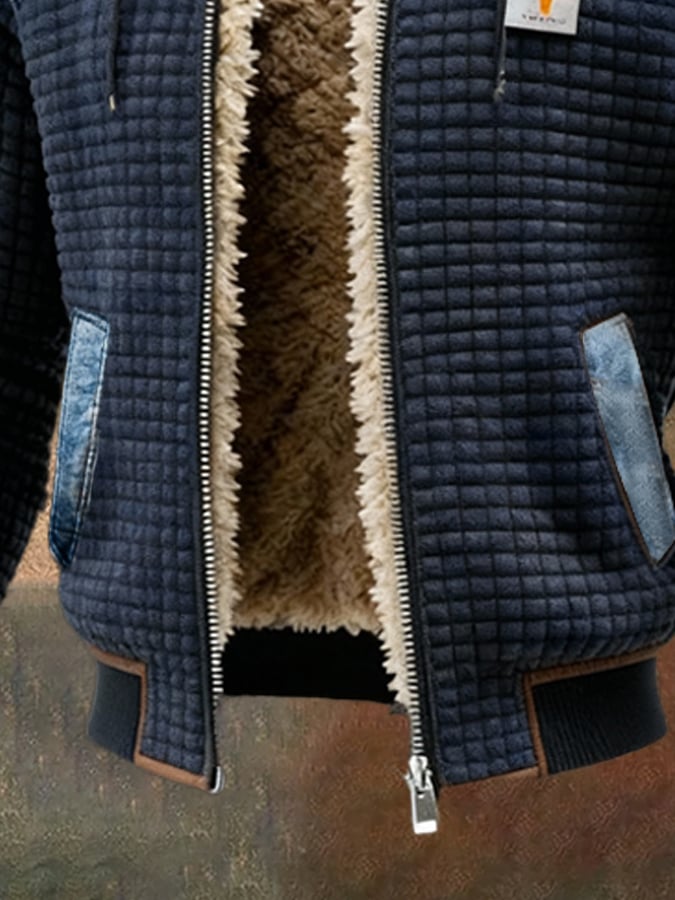 Philip | BLACK QUILTED JACKET WITH DENIM DETAILS