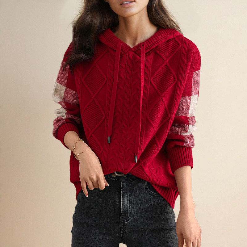 Emily | Cable Knit Hoodie Sweater