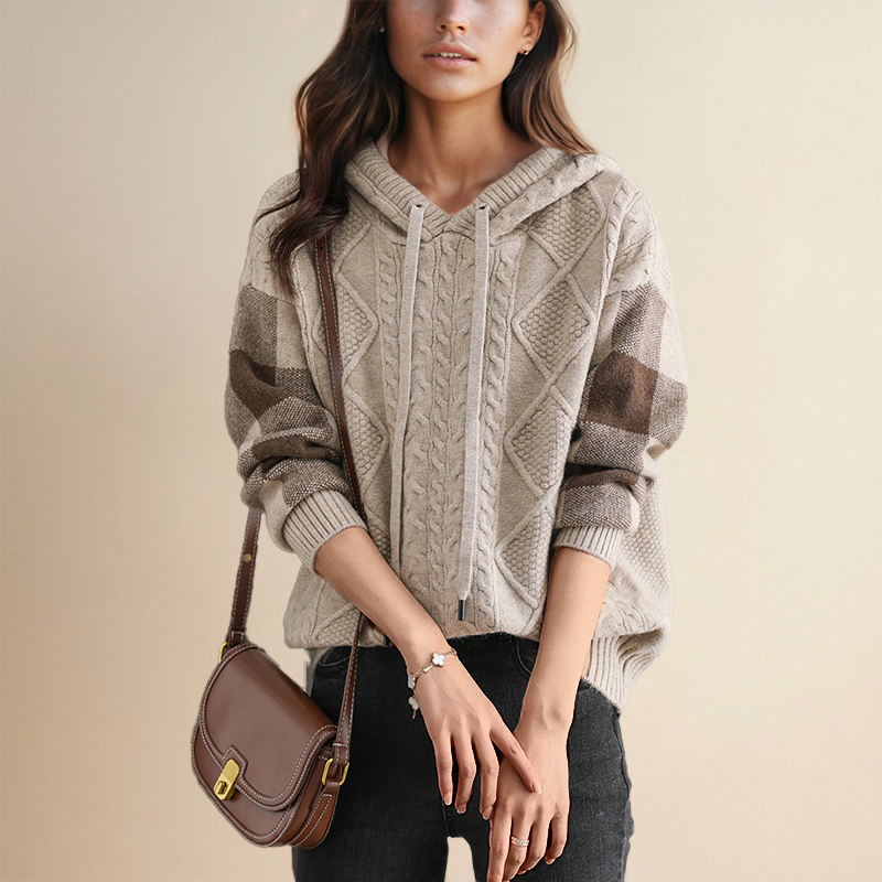 Emily | Cable Knit Hoodie Sweater
