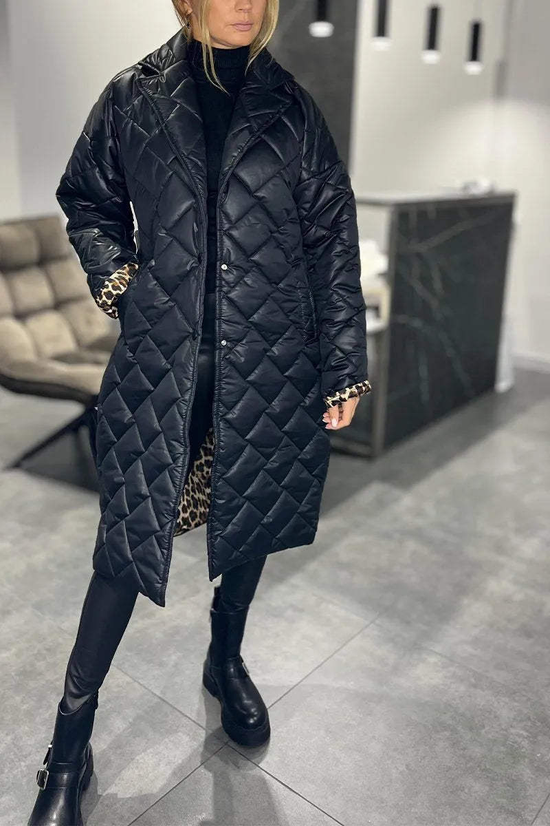 Abigail | Reversible Quilted Coat with Leopard Print Lining
